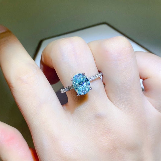 2 Carat Moissanite Zircon 925 Sterling Silver Ring - Silver -