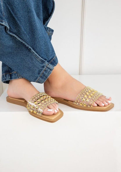 GIA SUMMER SANDALS WITH STUDS - FLATS - -