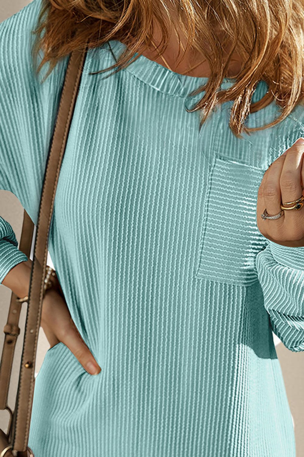 Striped Round Neck Long Sleeve Mini Dress - -