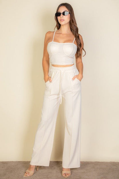 Bustier Cami & Straight Pants Set – Modern Minimalist - -