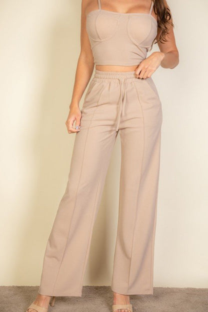Bustier Cami & Straight Pants Set – Modern Minimalist - -