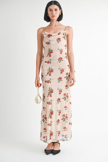 Cowl Neck Open Back Maxi Dress – Statement Style - -