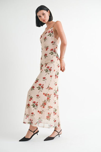 Cowl Neck Open Back Maxi Dress – Statement Style - -