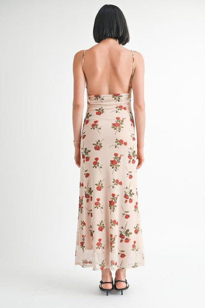 Cowl Neck Open Back Maxi Dress – Statement Style - -