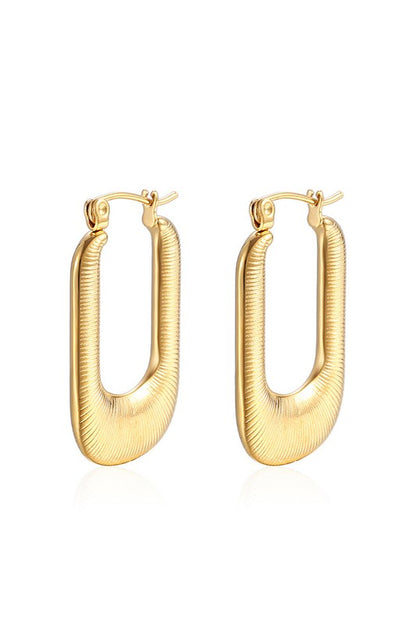 18K STAINLESS STEEL MINI RECTANGLE HOOP EARRING