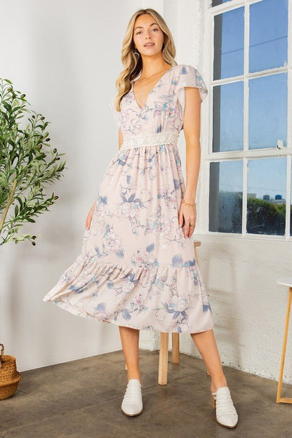 Lace Flutter Sleeve Ruffle Dress – Bohemian Romance – | Shannon’s Chique Boutique