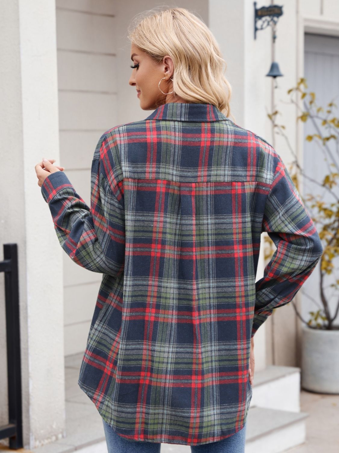 Mandy Plaid Button Up Long Sleeve Shirt - -