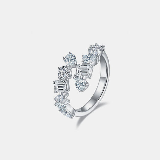 2.6 Carat Moissanite 925 Sterling Silver Bypass Ring - Silver -