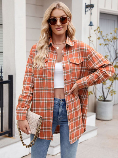 Mandy Plaid Button Up Long Sleeve Shirt - -