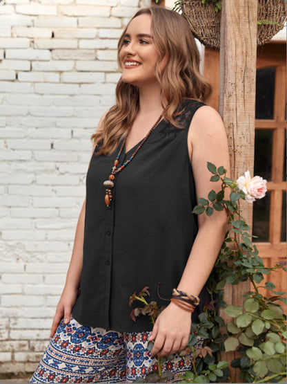 Plus Size V-Neck Tank - -