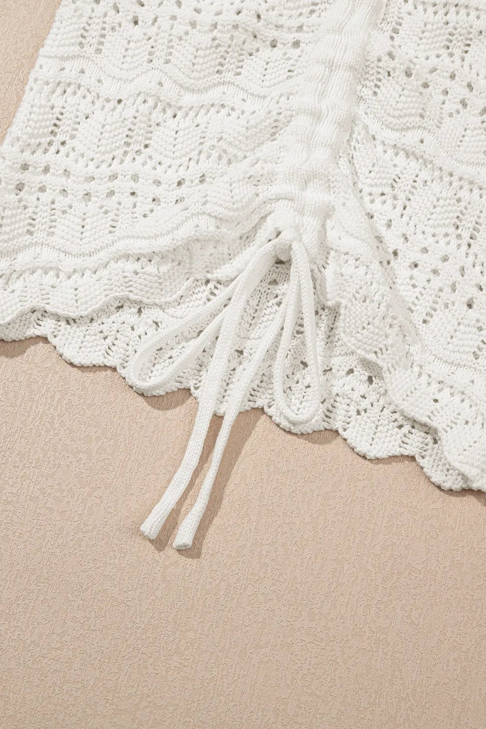 Hollowed Knit V Neck Drawstring Sweater Vest - -