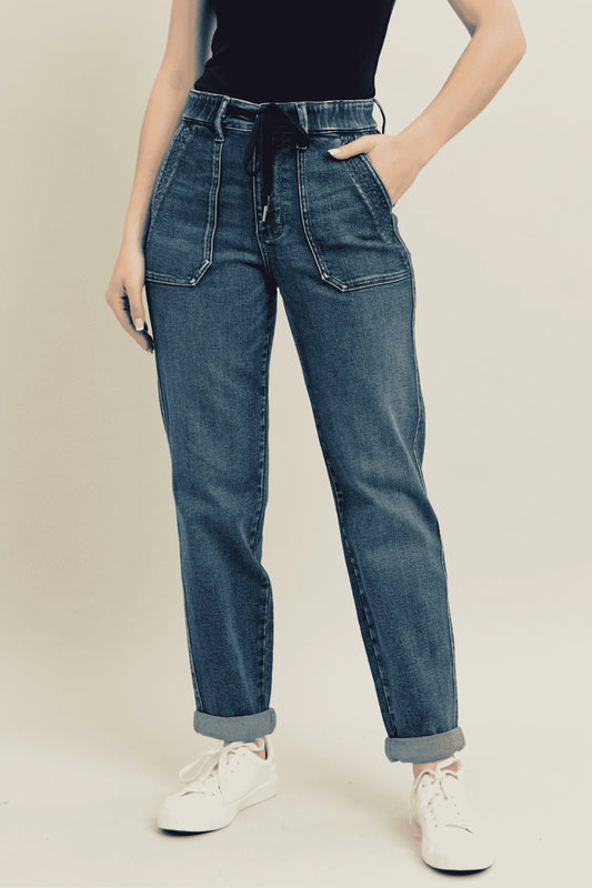 Judy Blue Full Size HW Vintage Wash Jeans w/ Drawstring Plus Size – | Shannon’s Chique Boutique