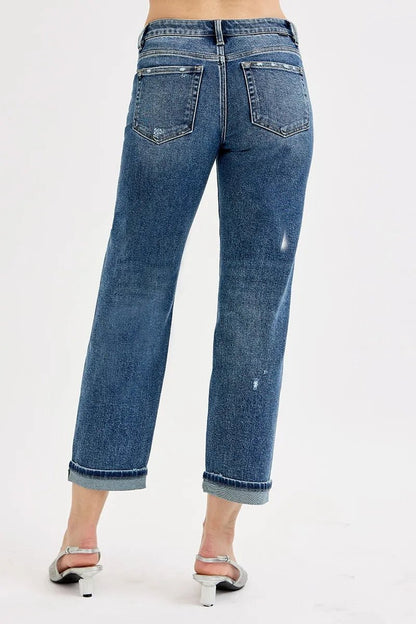 RISEN Full Size Low Rise Crop Boyfriend Jeans Plus Size - -