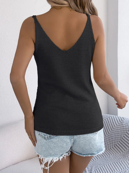 Cable-Knit Button Down V-Neck Sweater Vest - -