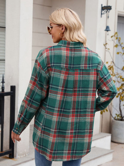 Mandy Plaid Button Up Long Sleeve Shirt - -