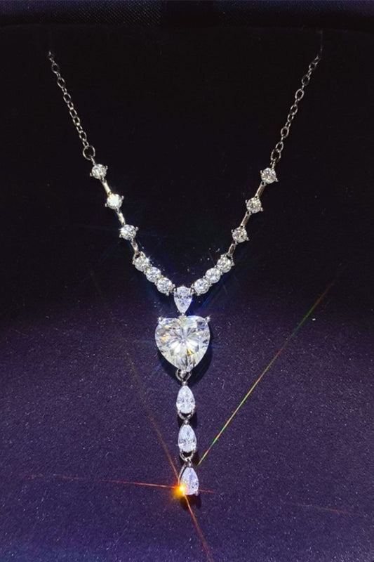 3 Carat Moissanite 925 Sterling Silver Drop Necklace - Silver One Size -