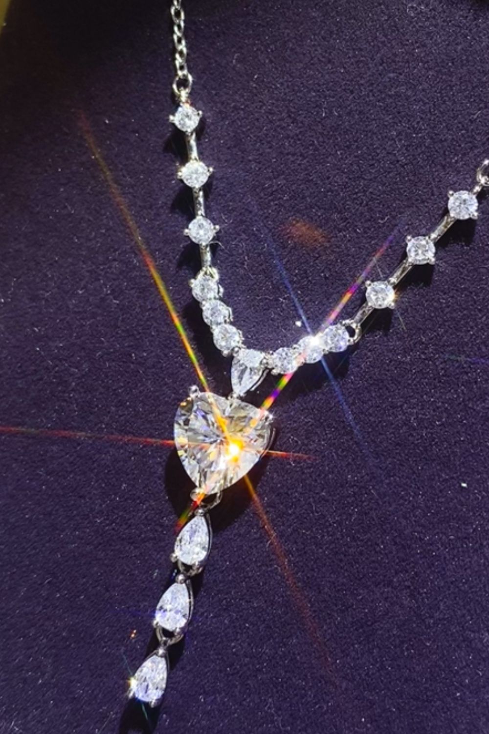 3 Carat Moissanite 925 Sterling Silver Drop Necklace - -