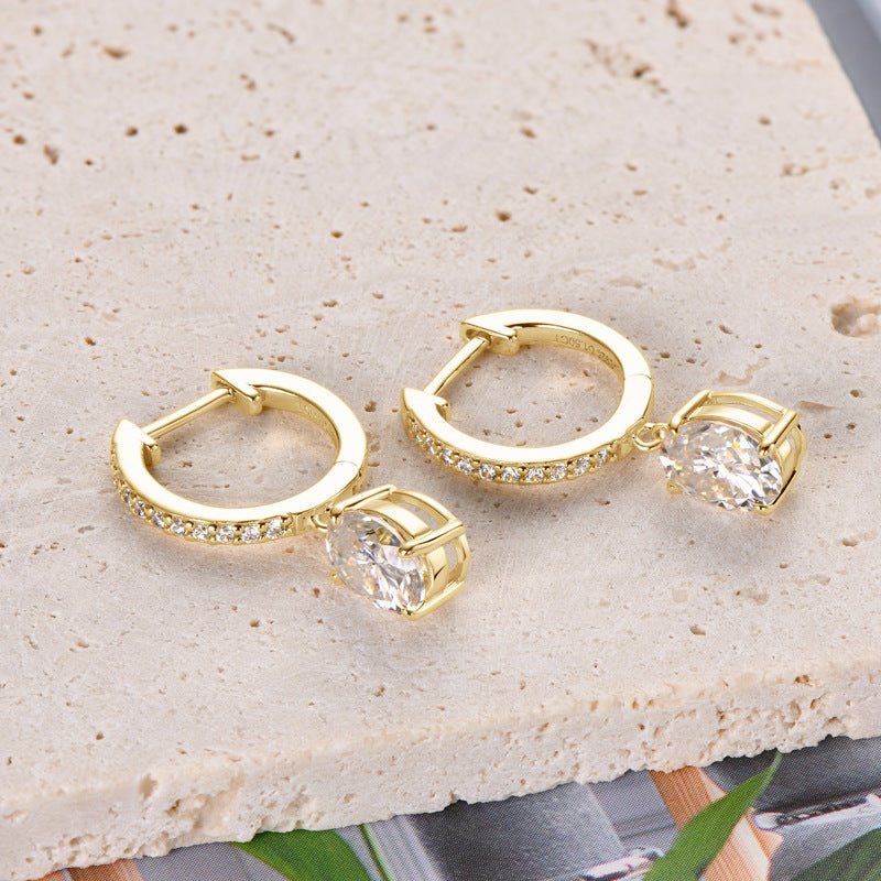 3 Carat Moissanite 925 Sterling Silver Earrings - -