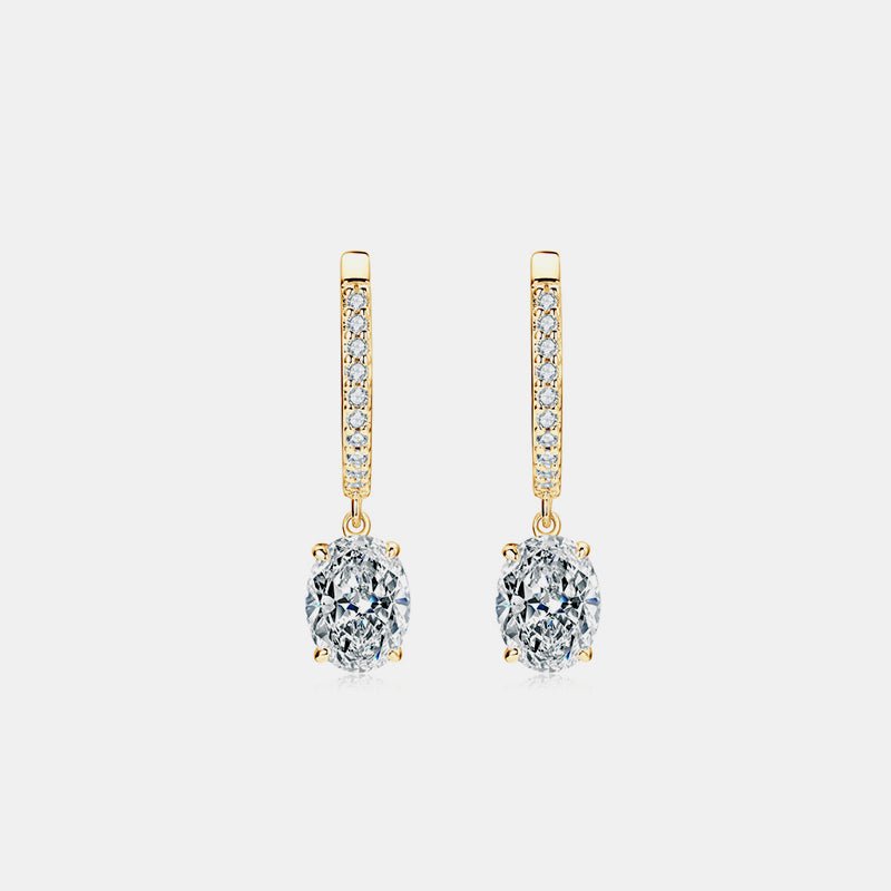 3 Carat Moissanite 925 Sterling Silver Earrings - Gold One Size -