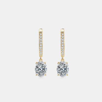 3 Carat Moissanite 925 Sterling Silver Earrings - Gold One Size -