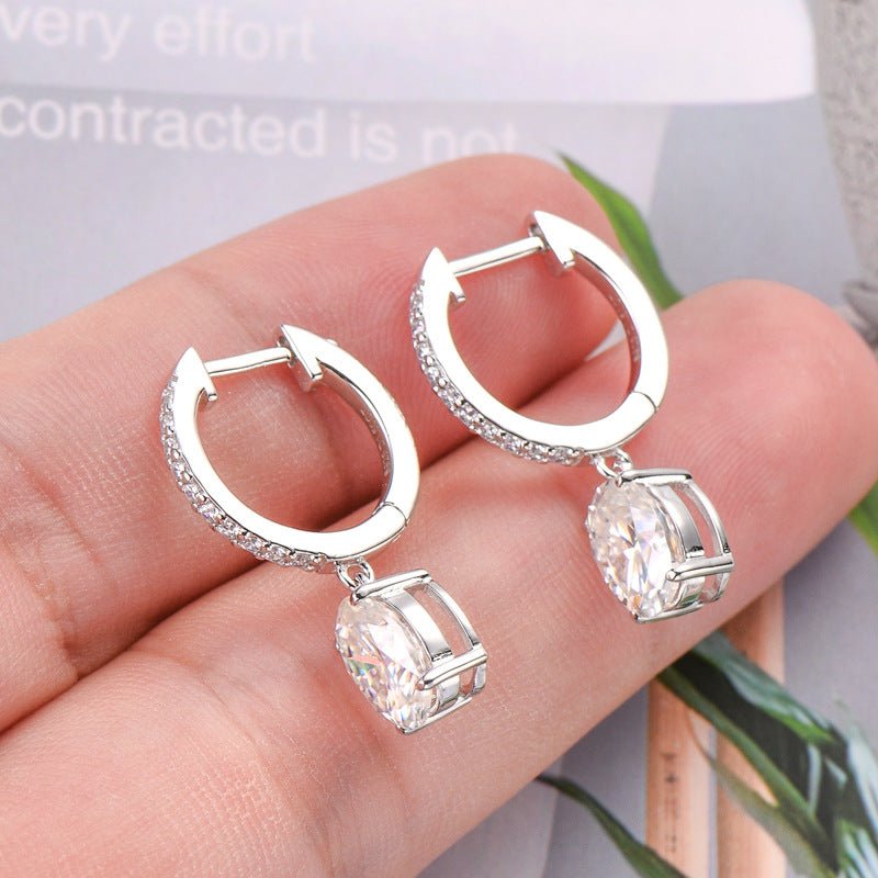 3 Carat Moissanite 925 Sterling Silver Earrings - -