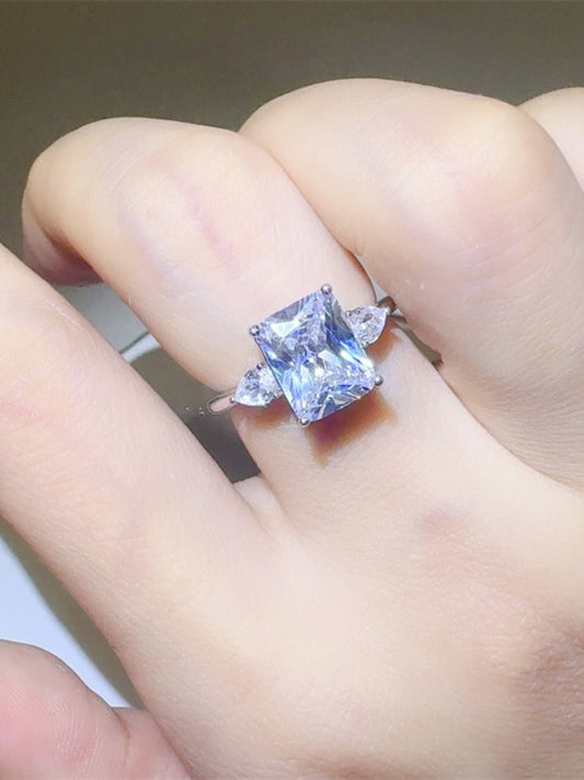 3 Carat Moissanite 925 Sterling Silver Square Shape Ring - Silver -