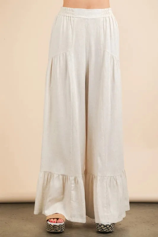 Oatmeal Palazzo Pants – Relaxed Wide-Leg Coastal Style | SCB Boutique.