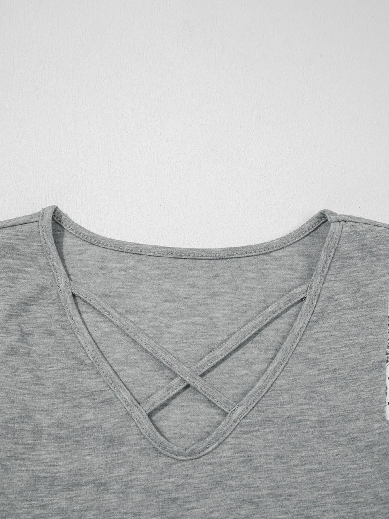 Lace Trim Cross-Front V-Neck Tank Top - -