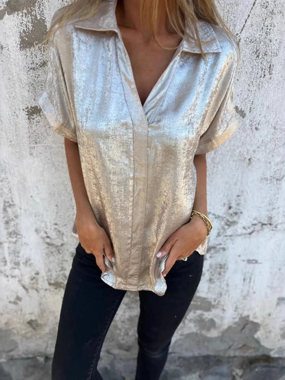 Shannon's Chique Boutique - Plus Size Collared Shirt - -