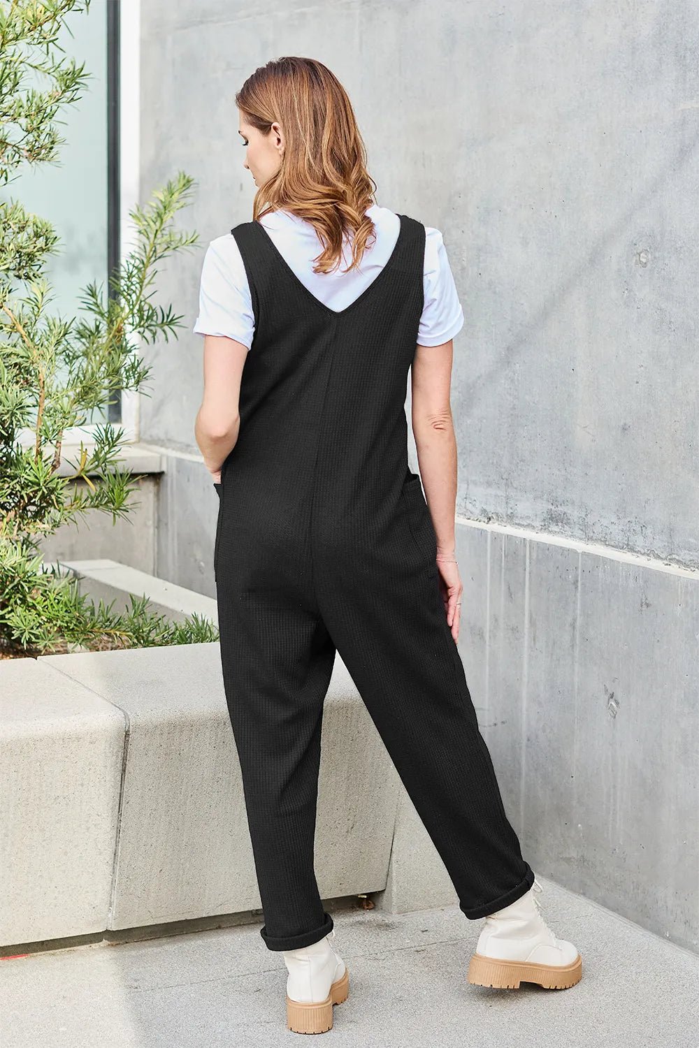 Double Take Full Size Sleeveless Straight Jumpsuit - -