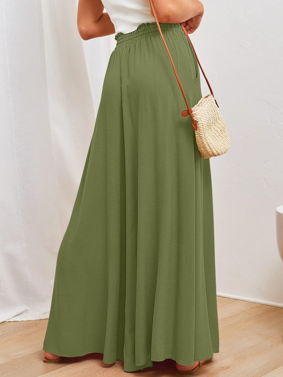 Wide Leg Pants with Pockets - -