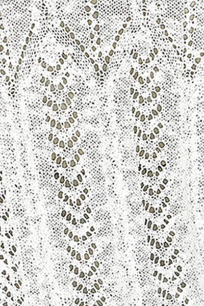 Openwork Open Front Long Sleeve Cardigan - -