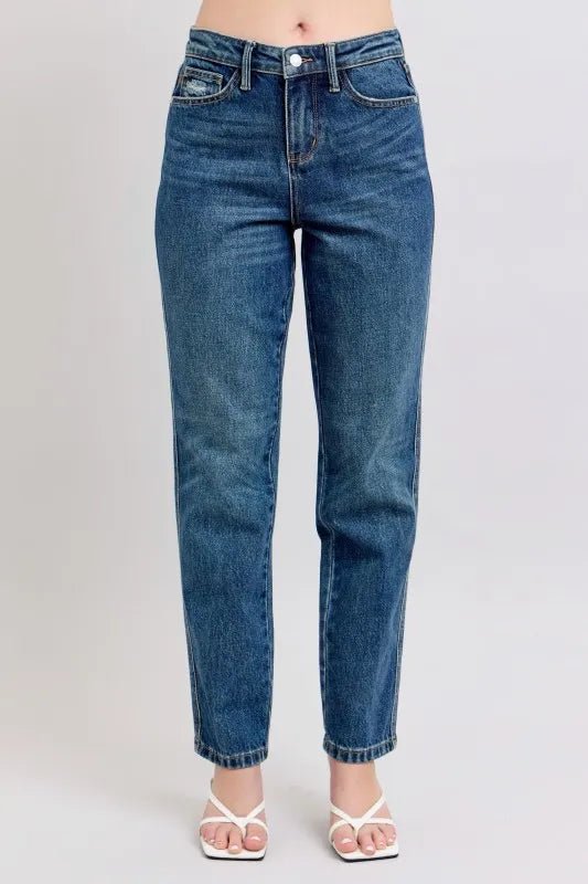 Judy Blue Full Size High Waisted Rigid Magic Non - destroy Straight Leg Jeans Plus Size – | Shannon’s Chique Boutique
