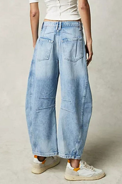 Wide Leg Jeans with Pockets - -