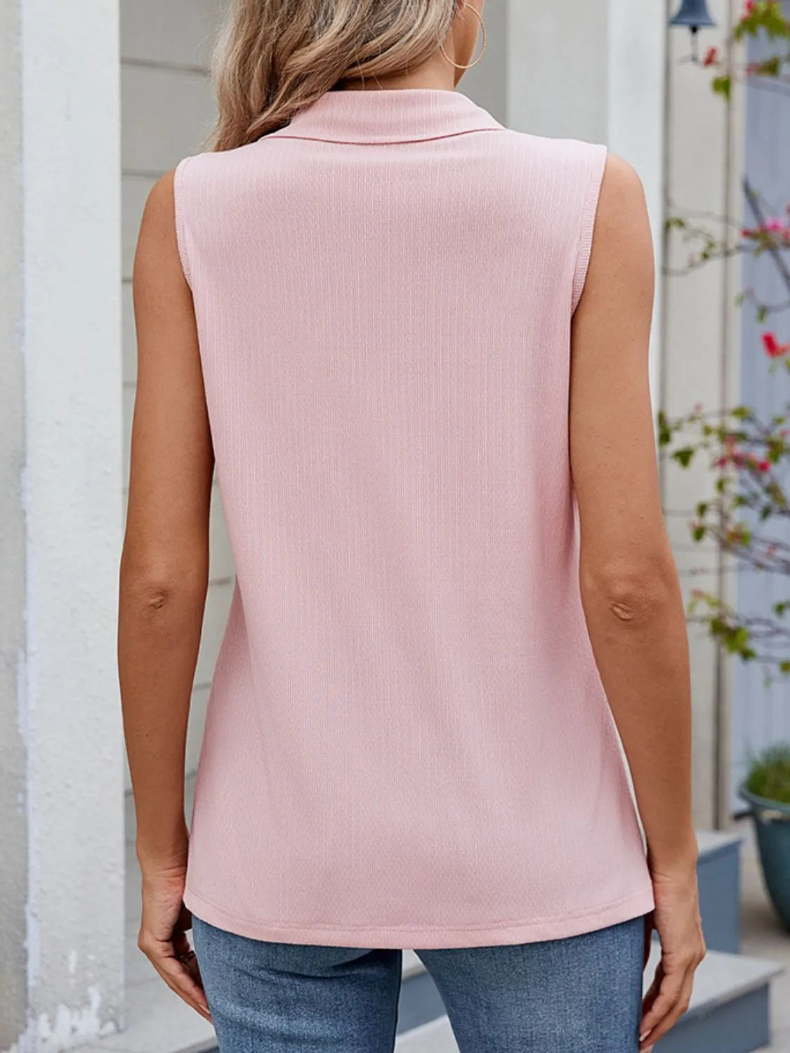 Quarter Zip Collared Tank - -