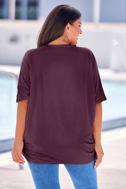 Plus Size Ribbed Cocoon Cover Up - -