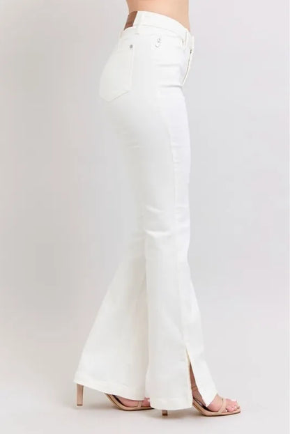 Judy Blue Full Size High Waist Side Slit Slim Bootcut Jeans Plus Size.