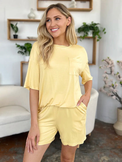 Basic Bae Bamboo Drop Shoulder T-Shirt & Shorts Lounge Set – Pastels & Everyday Neutrals – | Shannon’s Chique Boutique