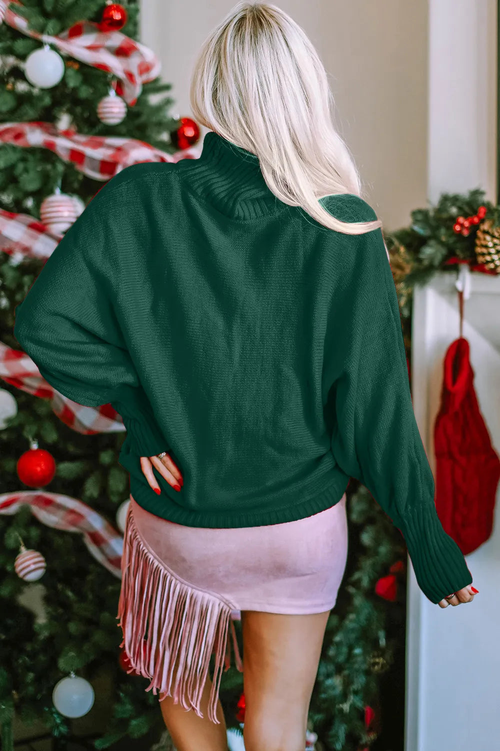 Double Take Full Size Merry Christmas Turtleneck Long Sleeve Sweater – | Shannon’s Chique Boutique