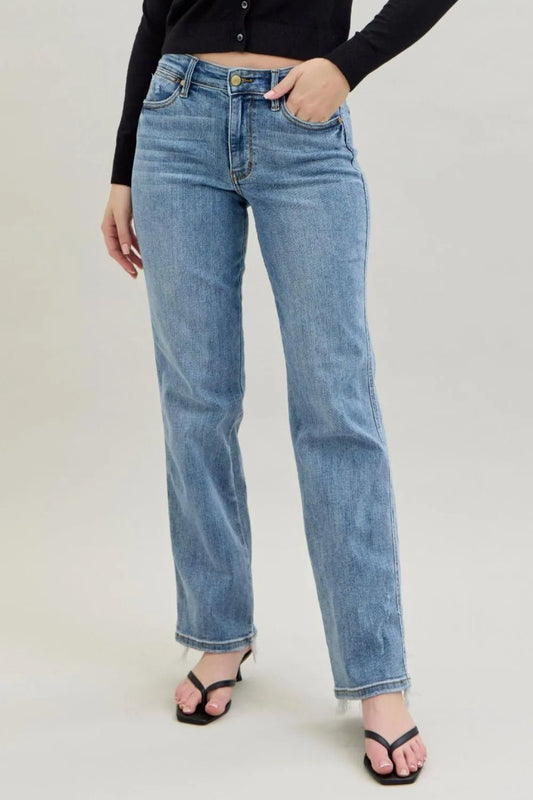 Judy Blue Frayed Hem Cell Phone Pocket Dad Jeans – | Shannon’s Chique Boutique