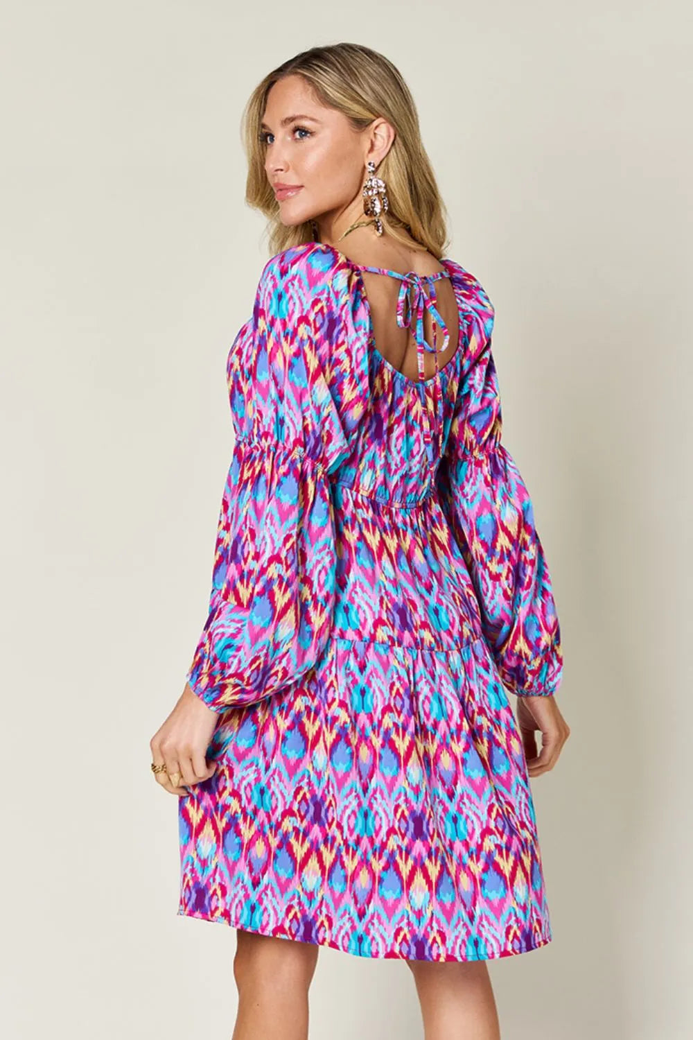 Double Take Full Size Printed Long Sleeve Dress – | Shannon’s Chique Boutique