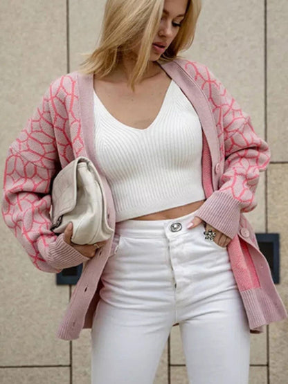 Button Up Long Sleeve Cardigan - -