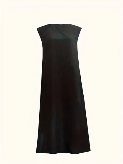 V-Neck Sleeveless Maxi Tank Dress - -