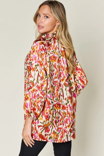 Double Take Full Size Printed Button Up Long Sleeve Shirt – | Shannon’s Chique Boutique