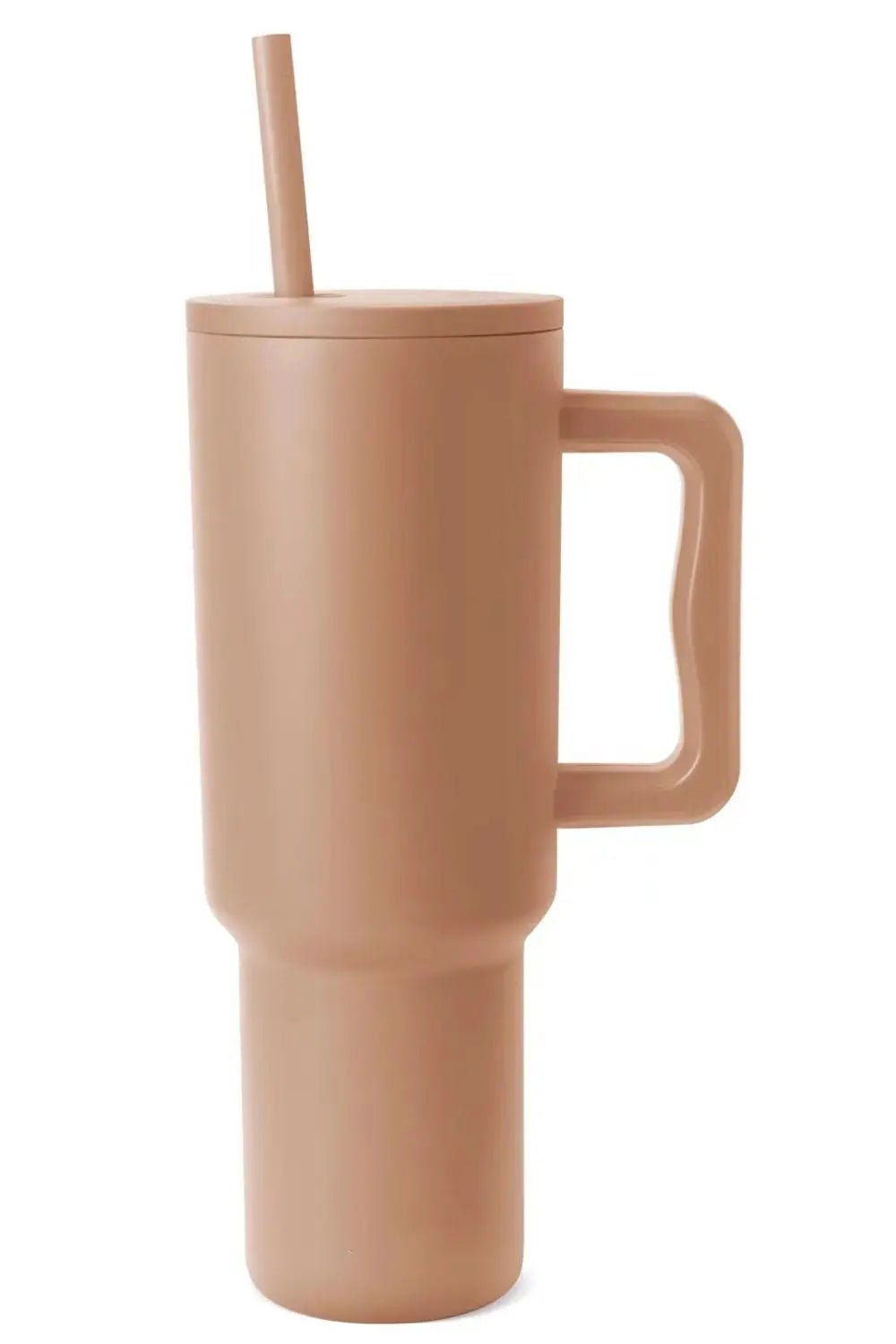 Monochromatic Stainless Steel Tumbler with Matching Straw - Camel One Size -