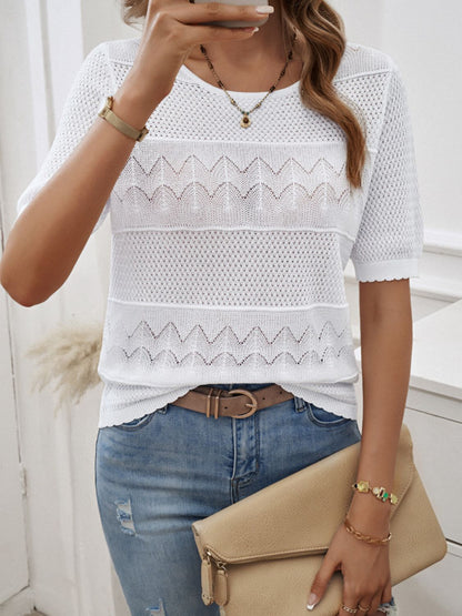 Round Neck Half Sleeve Knit Top