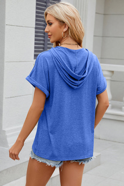Florira Hooded Short Sleeve T-Shirt - -