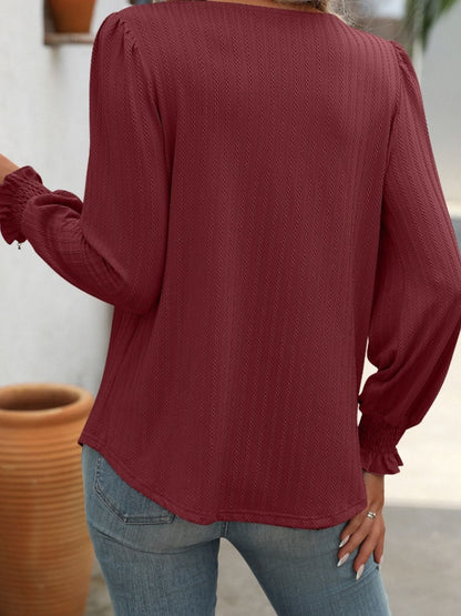 Mandy Square Neck Long Sleeve Top - -
