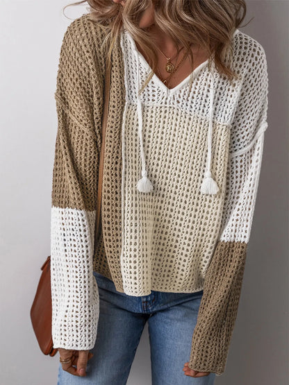 Openwork Tassel Color Block Sweater – | Shannon’s Chique Boutique