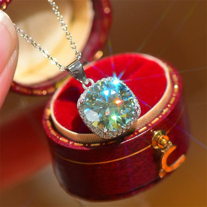 5 Carat Moissanite 925 Sterling Silver Pendant Necklace - -